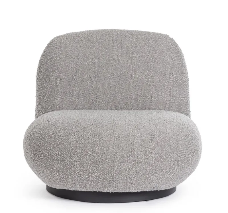 Discount Bizzotto POLTRONA GIREVOLE EFFETTO BOUCLE' GRIGIO - MARGOT