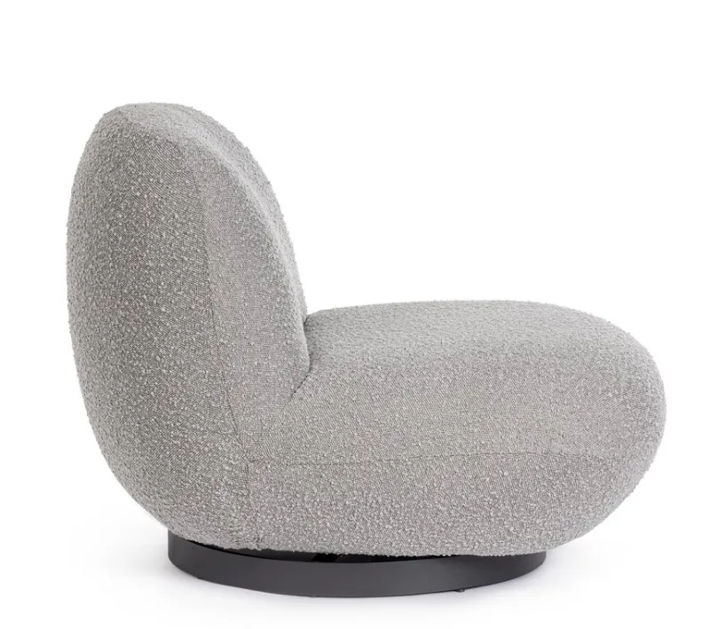 Discount Bizzotto POLTRONA GIREVOLE EFFETTO BOUCLE' GRIGIO - MARGOT