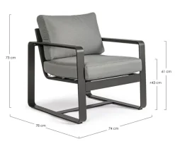 Outlet Bizzotto POLTRONA IN ALLUMINIO ANTRACITE YK13 - MERRIGAN