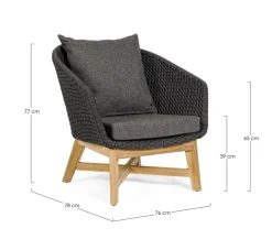 Outlet Bizzotto POLTRONA IN CORDA PER ESTERNO ANTRACITE - COACHELLA