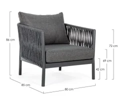 Discount Bizzotto POLTRONA IN CORDA PER ESTERNO ANTRACITE WG21 - FLORENCIA