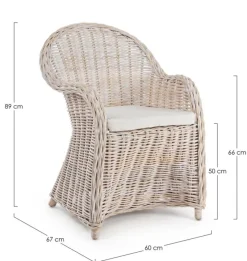 Best Bizzotto POLTRONA IN FIBRE NATURALI BIANCA - MARTIN NEW