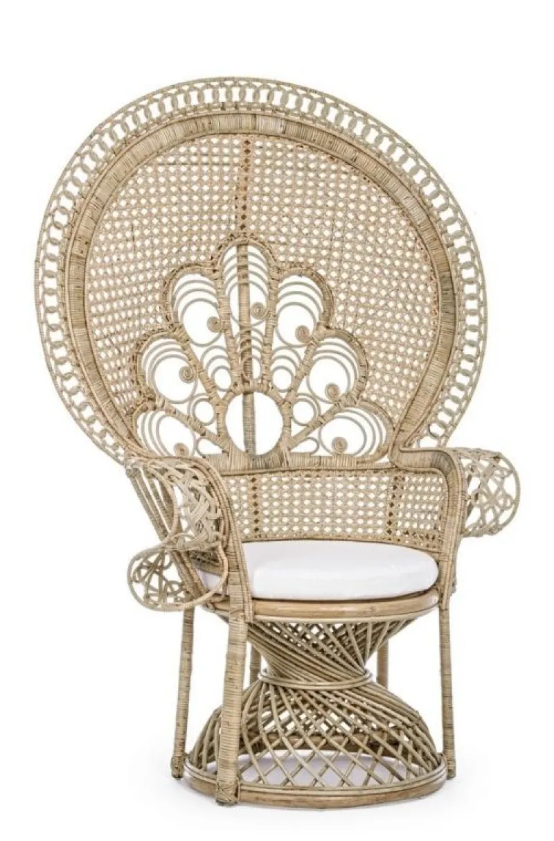 Sale Bizzotto POLTRONA IN FIBRE NATURALI SFODERABILE NATURALE - PEACOCK