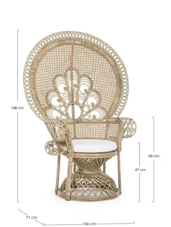 Sale Bizzotto POLTRONA IN FIBRE NATURALI SFODERABILE NATURALE - PEACOCK