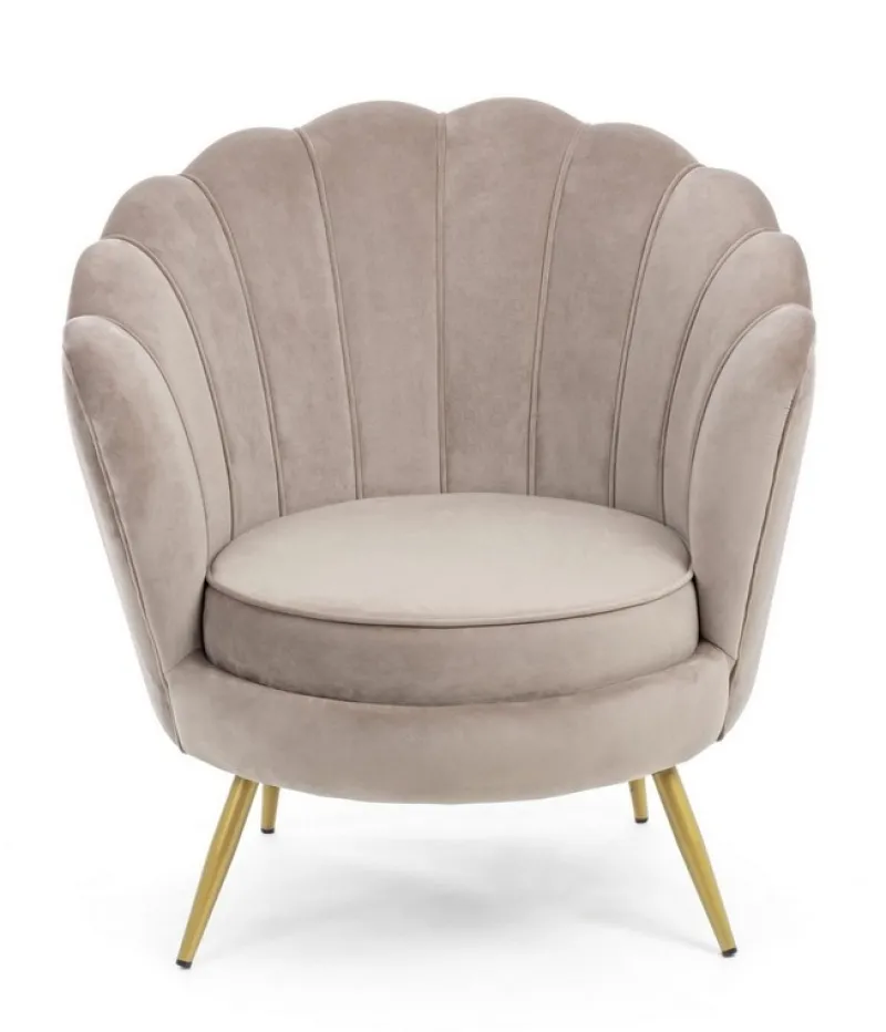 Clearance Bizzotto POLTRONA IN VELLUTO GRIGIO CHIARO - GILIOLA