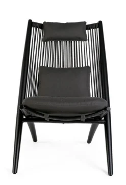 Sale Bizzotto POLTRONA LOUNGE IN CORDA PER ESTERNO NERO XK0Y - ALOHA NEW