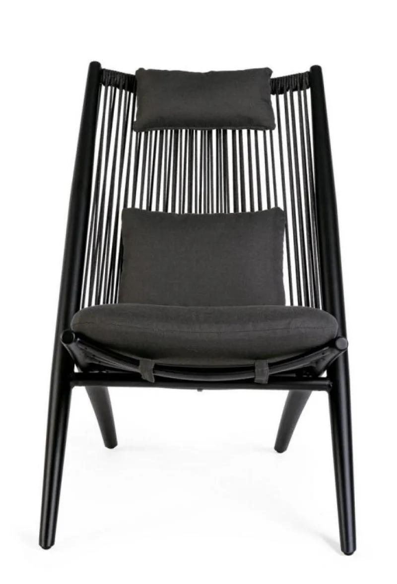 Sale Bizzotto POLTRONA LOUNGE IN CORDA PER ESTERNO NERO XK0Y - ALOHA NEW