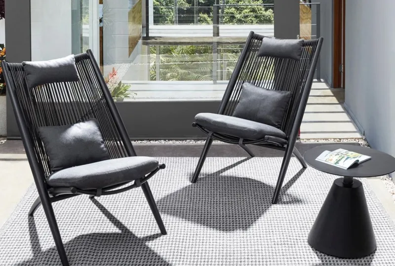 Sale Bizzotto POLTRONA LOUNGE IN CORDA PER ESTERNO NERO XK0Y - ALOHA NEW