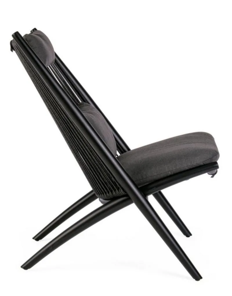 Sale Bizzotto POLTRONA LOUNGE IN CORDA PER ESTERNO NERO XK0Y - ALOHA NEW