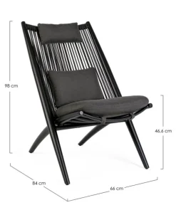 Sale Bizzotto POLTRONA LOUNGE IN CORDA PER ESTERNO NERO XK0Y - ALOHA NEW