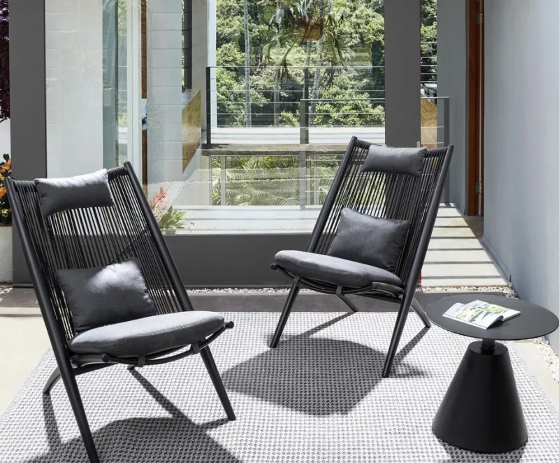 Sale Bizzotto POLTRONA LOUNGE IN CORDA PER ESTERNO NERO XK0Y - ALOHA NEW