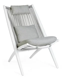Outlet Bizzotto POLTRONA LOUNGE IN CORDA PER ESTERNO BIANCA XK03 - ALOHA NEW