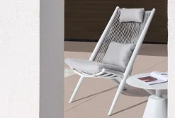 Outlet Bizzotto POLTRONA LOUNGE IN CORDA PER ESTERNO BIANCA XK03 - ALOHA NEW