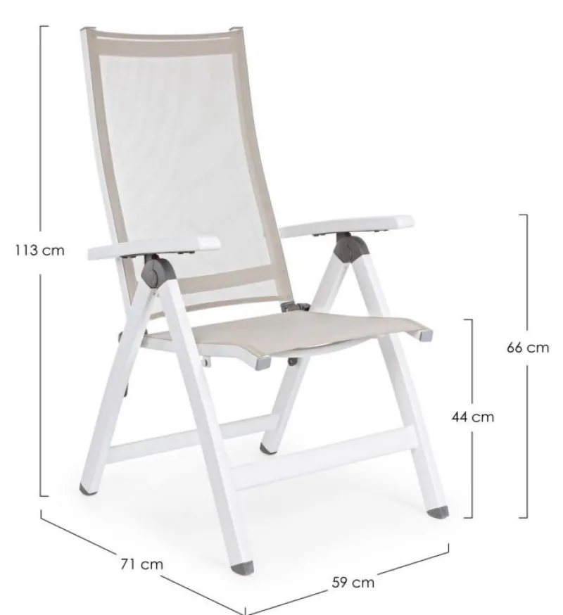 Online Bizzotto POLTRONA RECLINABILE IN ALLUMINIO PIEGHEVOLE BIANCA - CRUISE