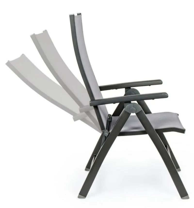 Discount Bizzotto POLTRONA RECLINABILE IN ALLUMINIO PIEGHEVOLE ANTRACITE - CRUISE