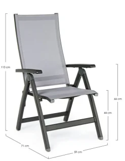 Discount Bizzotto POLTRONA RECLINABILE IN ALLUMINIO PIEGHEVOLE ANTRACITE - CRUISE