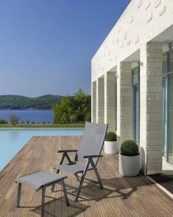 Discount Bizzotto POLTRONA RECLINABILE IN ALLUMINIO PIEGHEVOLE ANTRACITE - CRUISE