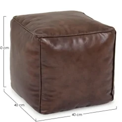 Clearance Bizzotto POUF IN PELLE MARRONE - MENDEZ