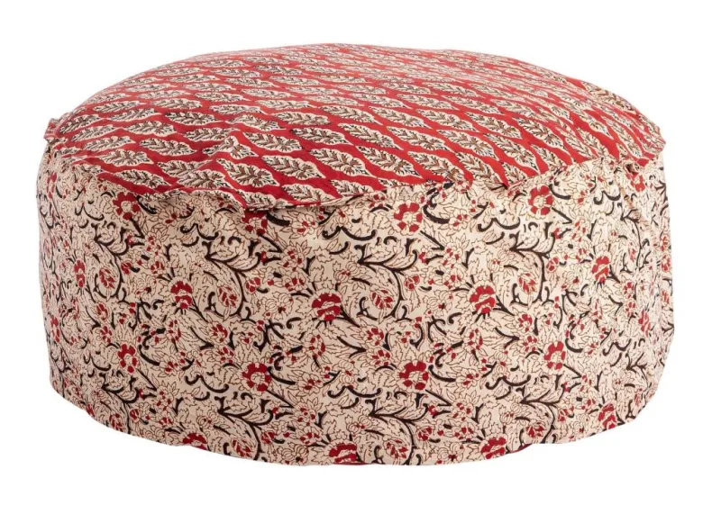 Bizzotto POUF LORIENT ROSSO C-FOGLIA-FIORE D65X25