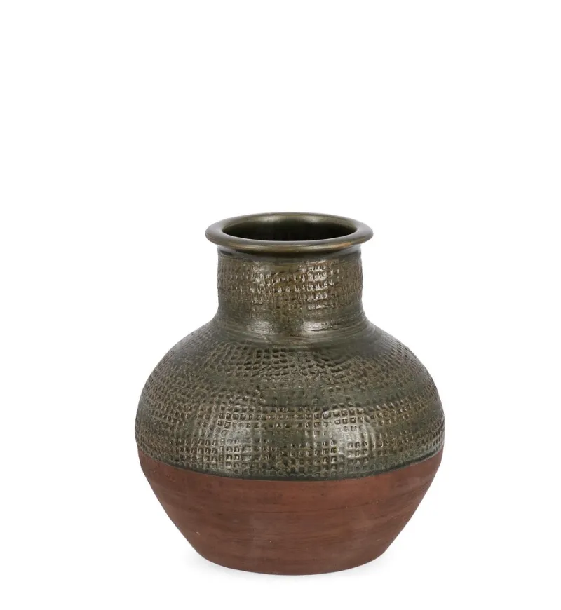 Outlet Bizzotto P.VASO KLAS TERRACOTTA VERDE H35