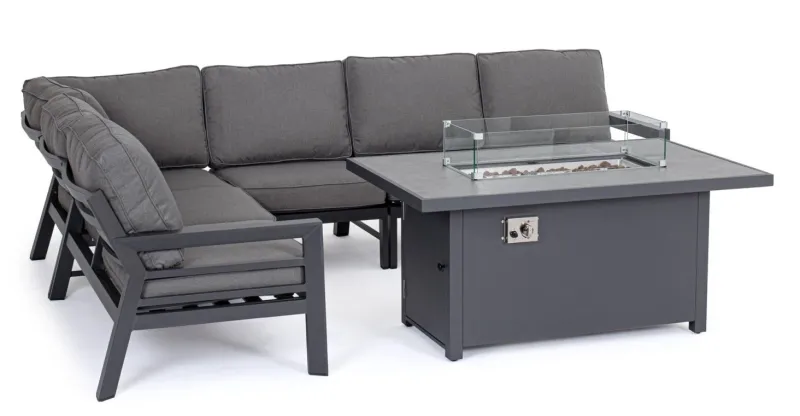 Clearance Bizzotto SALOTTO ANGOLARE IN ALLUMINIO ANTRACITE PG61 - HENDRIX