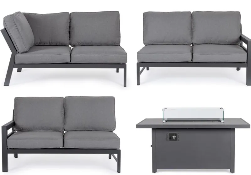 Clearance Bizzotto SALOTTO ANGOLARE IN ALLUMINIO ANTRACITE PG61 - HENDRIX