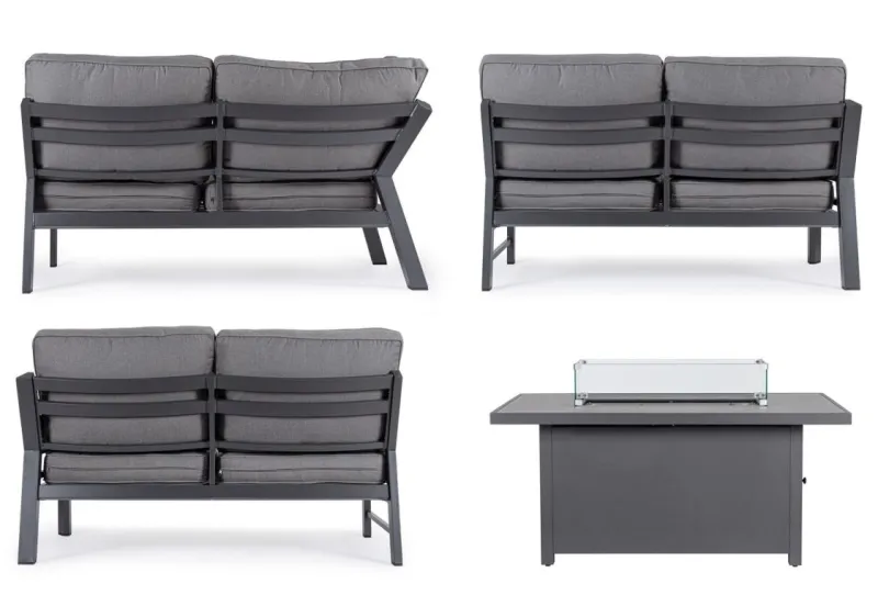 Clearance Bizzotto SALOTTO ANGOLARE IN ALLUMINIO ANTRACITE PG61 - HENDRIX