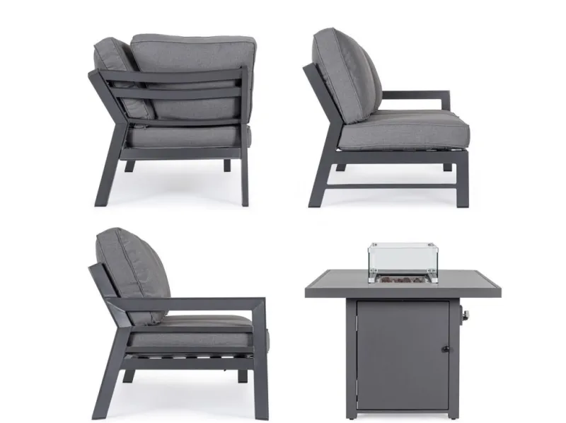 Clearance Bizzotto SALOTTO ANGOLARE IN ALLUMINIO ANTRACITE PG61 - HENDRIX