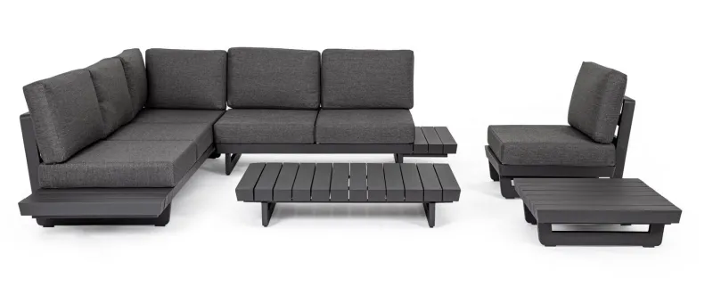 Clearance Bizzotto SALOTTO ANGOLARE IN ALLUMINIO ANTRACITE WG21 - INFINITY