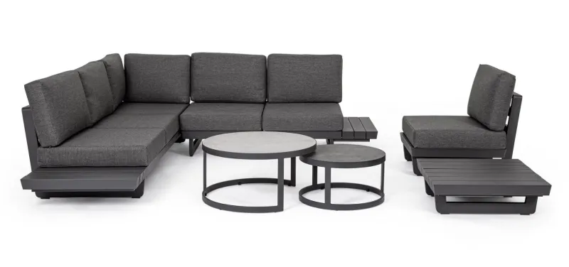 Clearance Bizzotto SALOTTO ANGOLARE IN ALLUMINIO ANTRACITE WG21 - INFINITY