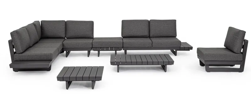 Clearance Bizzotto SALOTTO ANGOLARE IN ALLUMINIO ANTRACITE WG21 - INFINITY