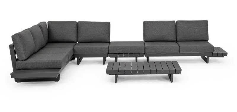 Clearance Bizzotto SALOTTO ANGOLARE IN ALLUMINIO ANTRACITE WG21 - INFINITY