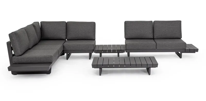 Clearance Bizzotto SALOTTO ANGOLARE IN ALLUMINIO ANTRACITE WG21 - INFINITY