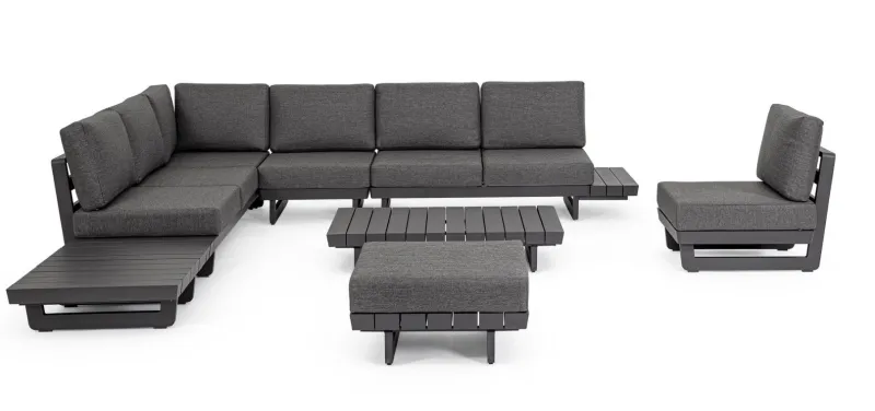 Clearance Bizzotto SALOTTO ANGOLARE IN ALLUMINIO ANTRACITE WG21 - INFINITY