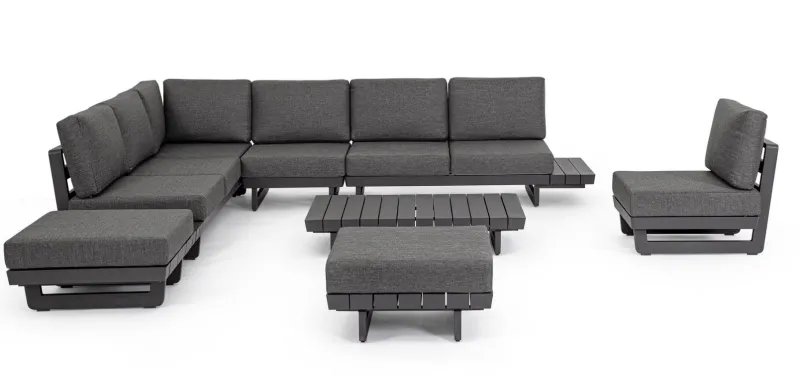 Clearance Bizzotto SALOTTO ANGOLARE IN ALLUMINIO ANTRACITE WG21 - INFINITY