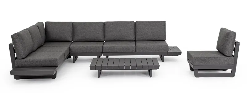 Clearance Bizzotto SALOTTO ANGOLARE IN ALLUMINIO ANTRACITE WG21 - INFINITY