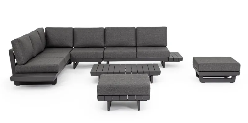 Clearance Bizzotto SALOTTO ANGOLARE IN ALLUMINIO ANTRACITE WG21 - INFINITY