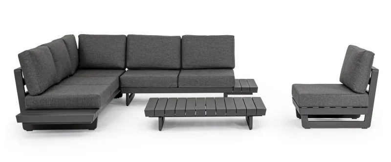Clearance Bizzotto SALOTTO ANGOLARE IN ALLUMINIO ANTRACITE WG21 - INFINITY