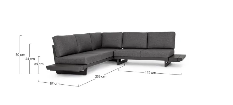 Clearance Bizzotto SALOTTO ANGOLARE IN ALLUMINIO ANTRACITE WG21 - INFINITY