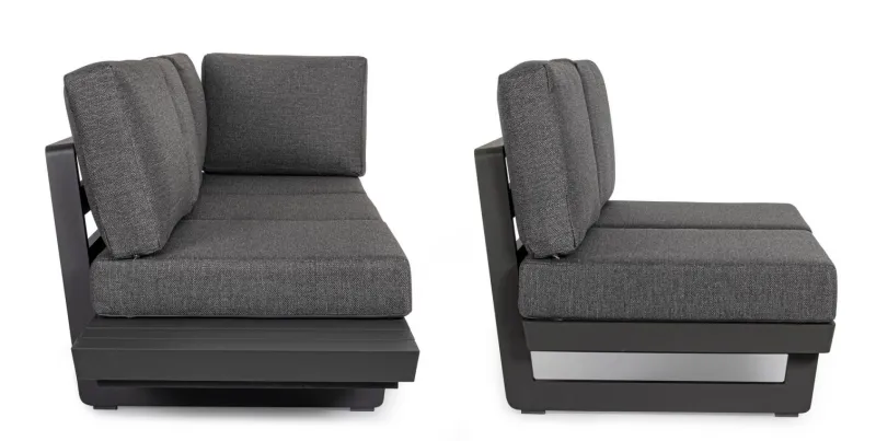 Clearance Bizzotto SALOTTO ANGOLARE IN ALLUMINIO ANTRACITE WG21 - INFINITY