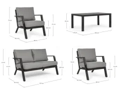 Bizzotto SALOTTO IN ALLUMINIO ANTRACITE YK13 - HARLEY