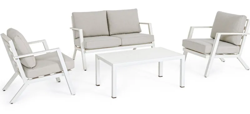 New Bizzotto SALOTTO IN ALLUMINIO CON CUSCINI BIANCO YK11 - HARLEY