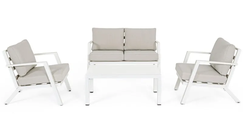 New Bizzotto SALOTTO IN ALLUMINIO CON CUSCINI BIANCO YK11 - HARLEY