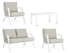 New Bizzotto SALOTTO IN ALLUMINIO CON CUSCINI BIANCO YK11 - HARLEY