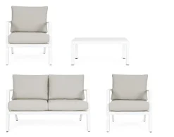 New Bizzotto SALOTTO IN ALLUMINIO CON CUSCINI BIANCO YK11 - HARLEY