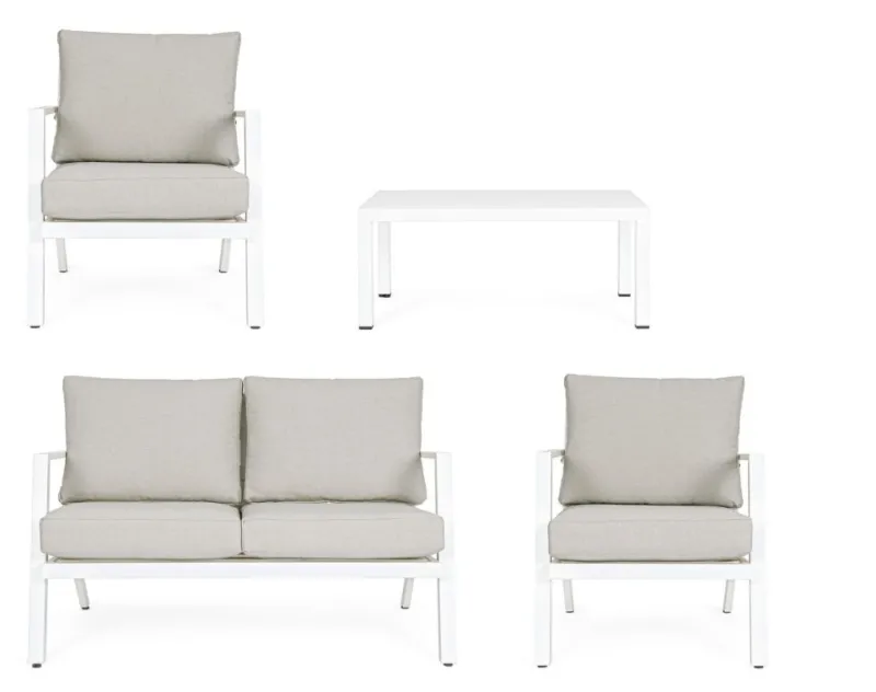 New Bizzotto SALOTTO IN ALLUMINIO CON CUSCINI BIANCO YK11 - HARLEY