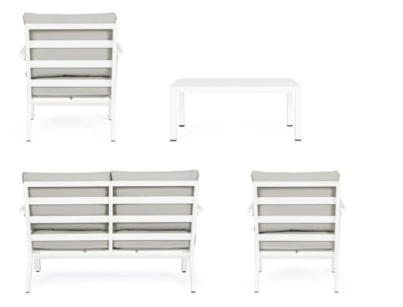 New Bizzotto SALOTTO IN ALLUMINIO CON CUSCINI BIANCO YK11 - HARLEY