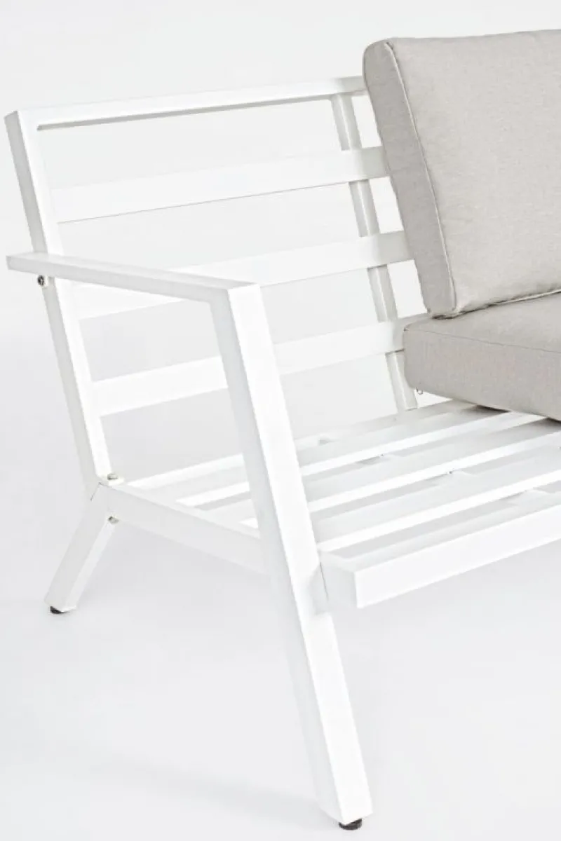 New Bizzotto SALOTTO IN ALLUMINIO CON CUSCINI BIANCO YK11 - HARLEY