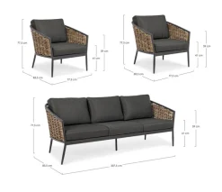 Discount Bizzotto SALOTTO IN FIBRA SINTETICA ANTRACITE YK13 - MARIBELA