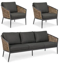 Discount Bizzotto SALOTTO IN FIBRA SINTETICA ANTRACITE YK13 - MARIBELA